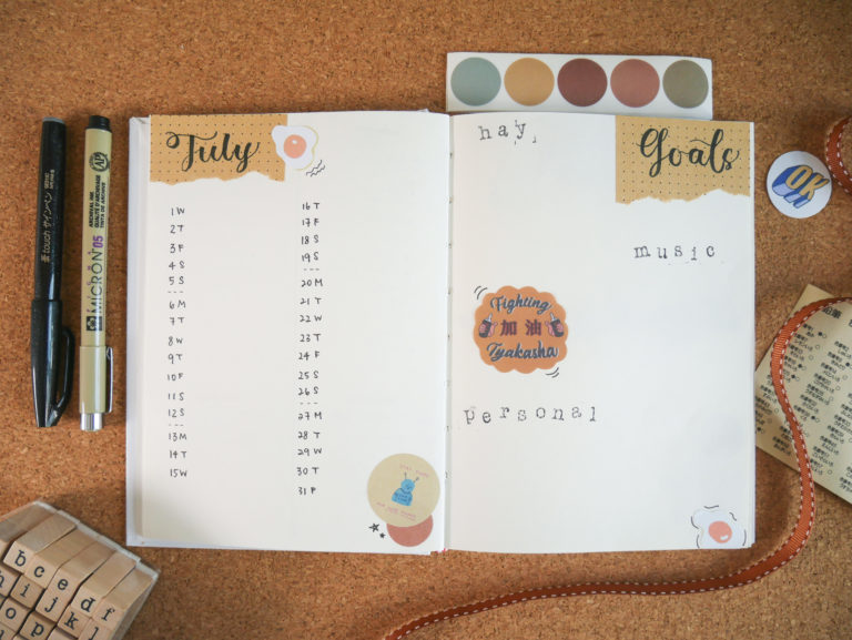 Unique Bullet Journal Monthly Log and Goals