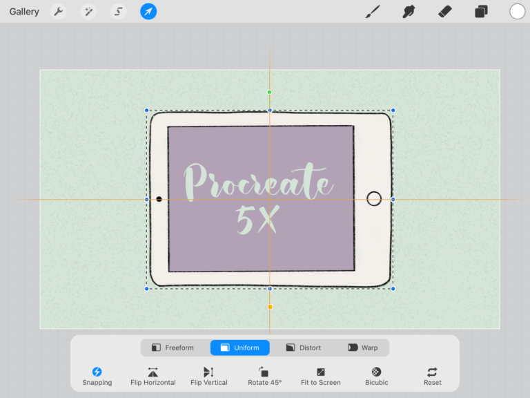 Procreate 5X snapping feature