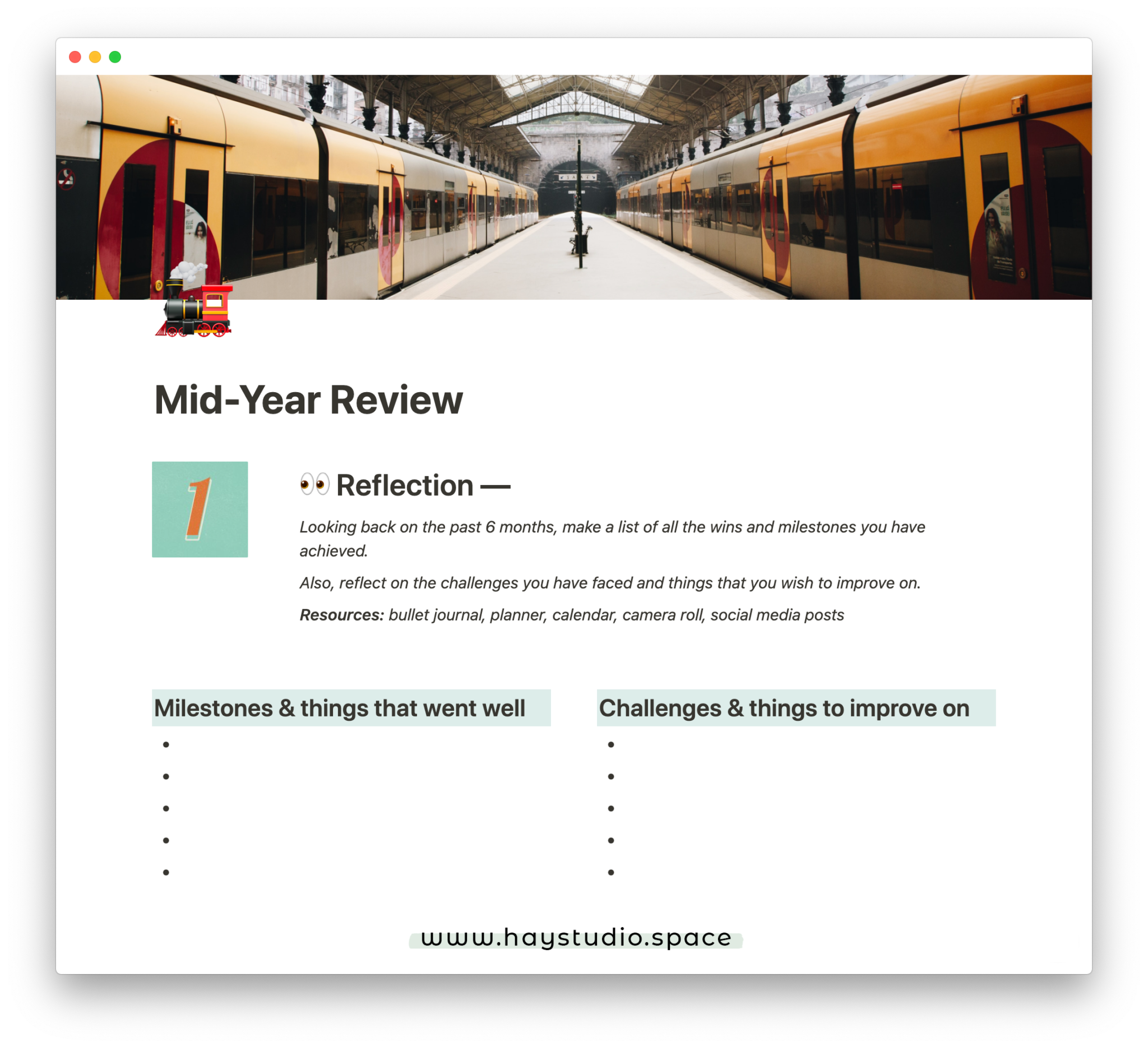 Personal Mid Year Review in 5 steps (Free Notion Template) ⋆ HAY studio