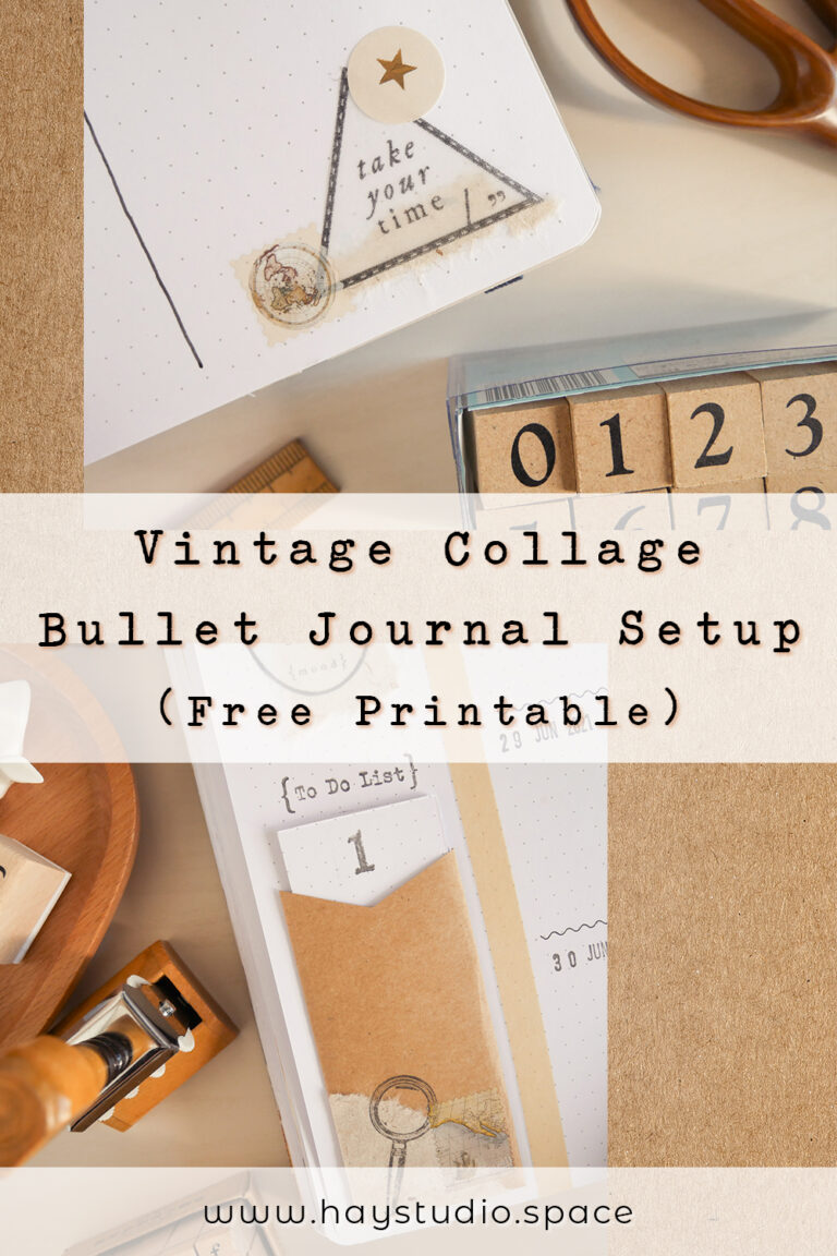 Vintage Collage Bullet Journal Setup