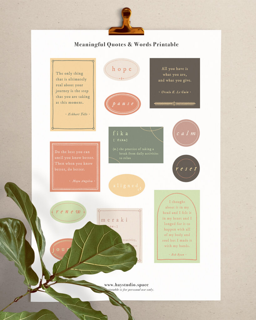 Free Journaling Printable - Meaningful Quotes & Words Cutouts