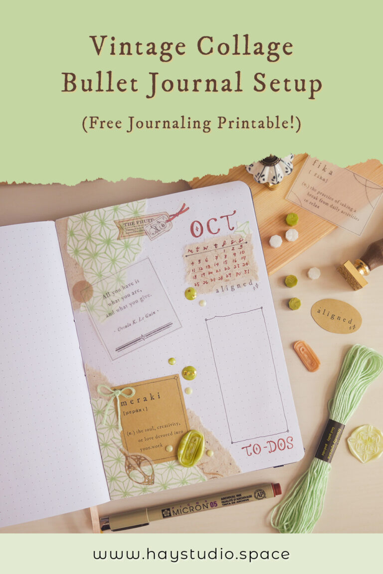 Vintage Collage Bujo Setup for October (Free Printable!)