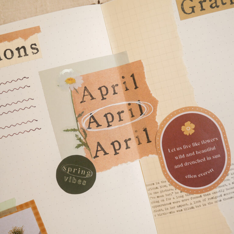 April Bullet Journal Setup - Vintage Spring Theme (Free Printable!)