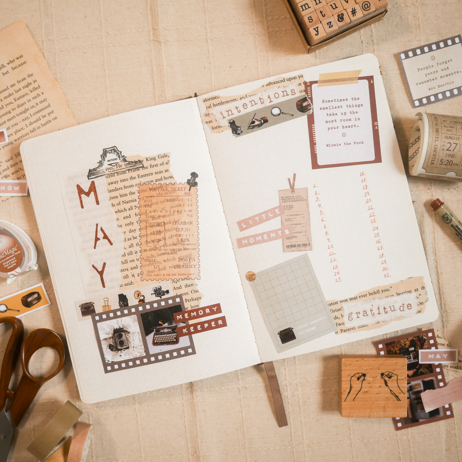 May Bullet Journal Setup Vintage Memories Theme Free Printable   P1130468 