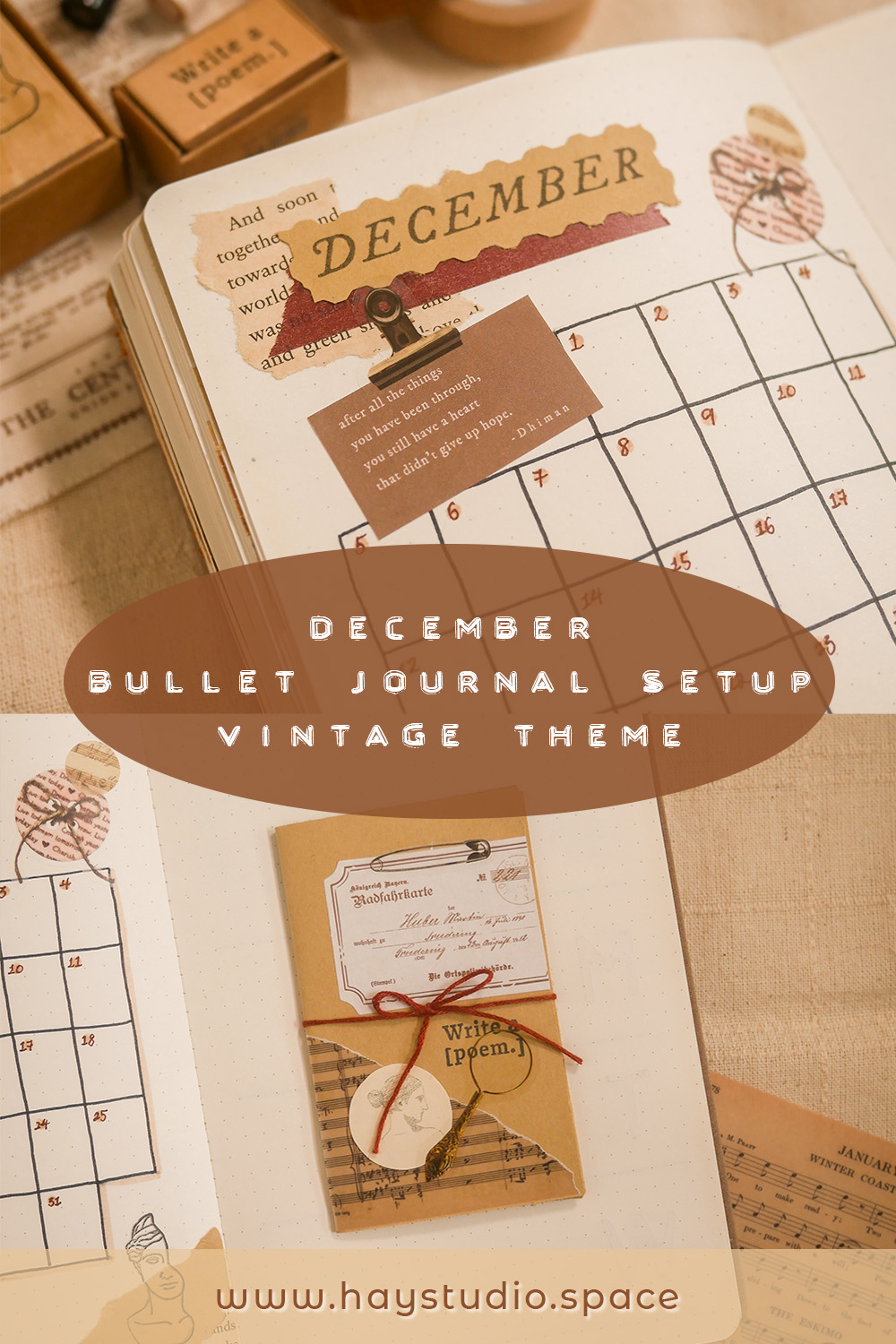 December Bullet Journal Setup - Vintage Theme