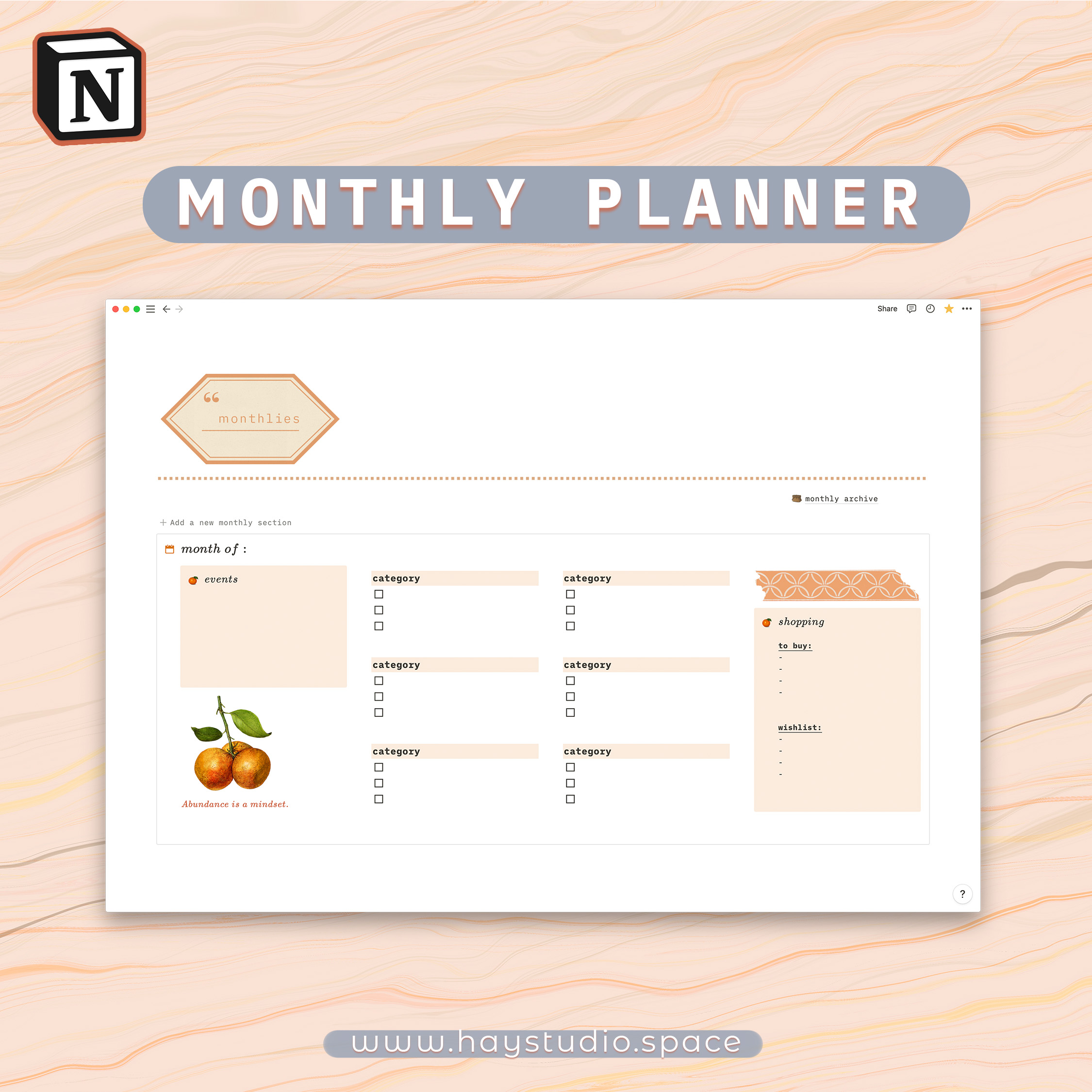 2023 Notion Dashboard - Monthly Planner