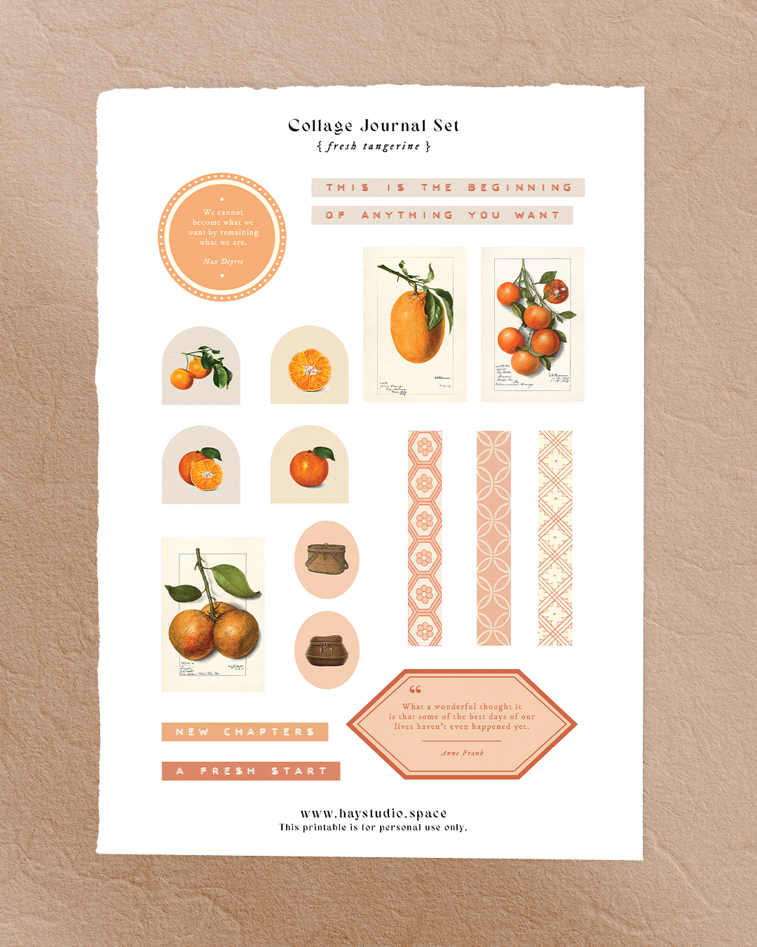 Free Journaling Printable - Fresh Tangerine Theme