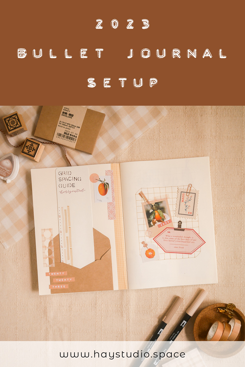 2023 Bullet Journal Setup - Refreshing Tangerine Moodboard Theme