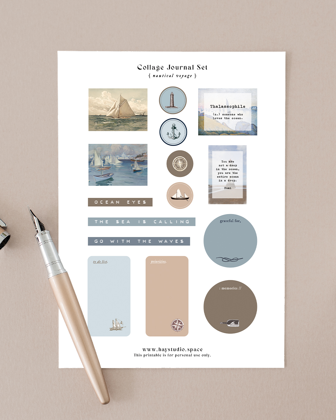 Free Journaling Printable - Nautical Theme