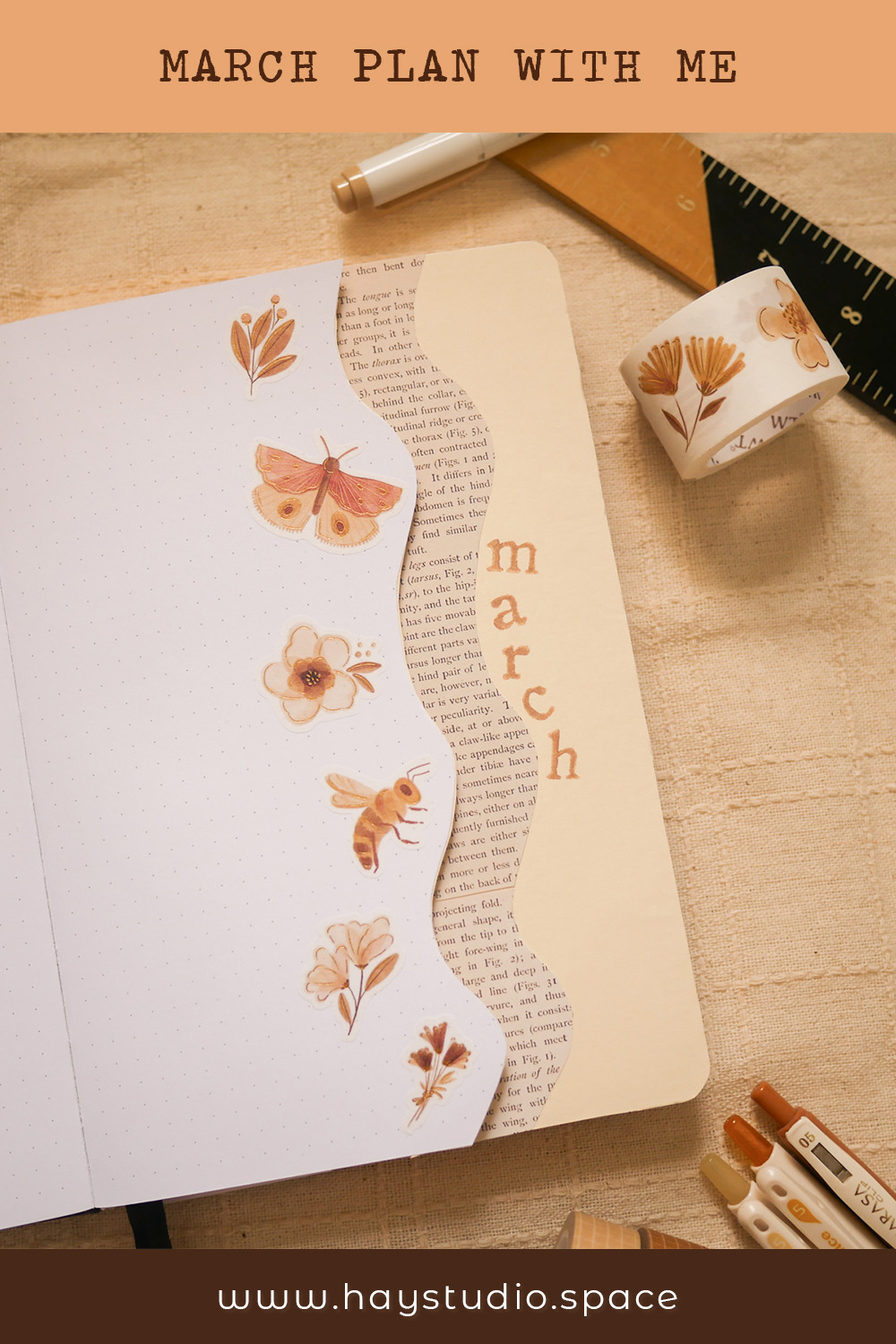 March Plan With Me - Golden Blooms Bujo Theme