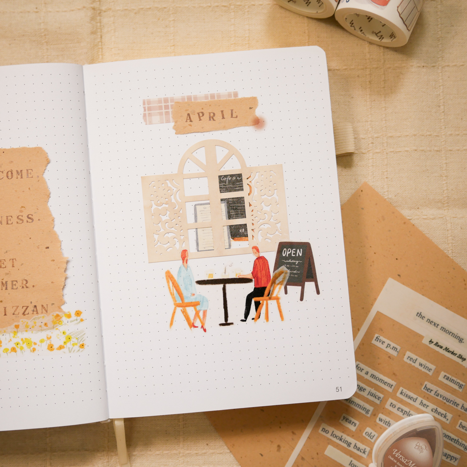 April Bujo Setup 2025 - Spring Cafe Theme (Free Printable!)
