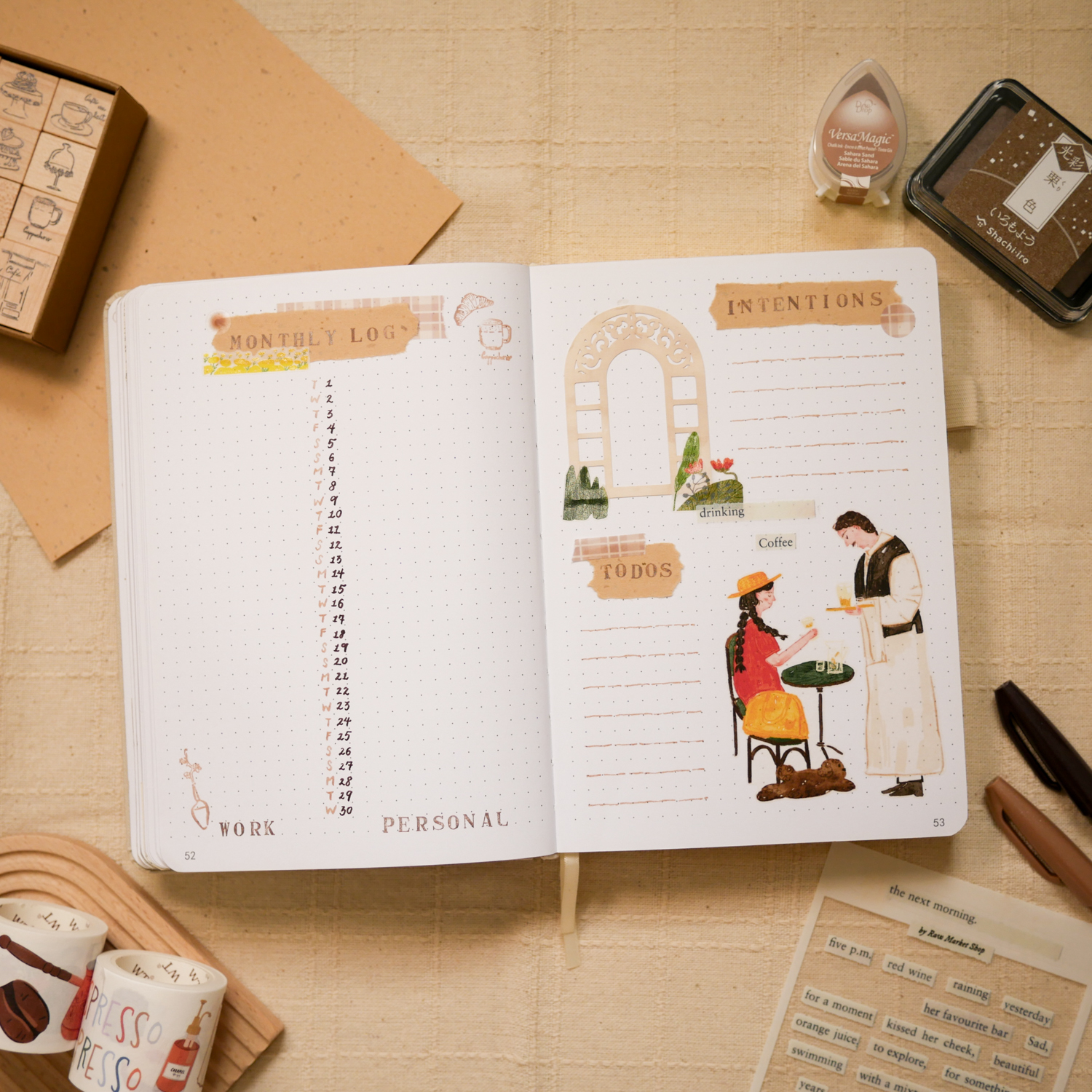 April Bujo Setup: Monthly Log