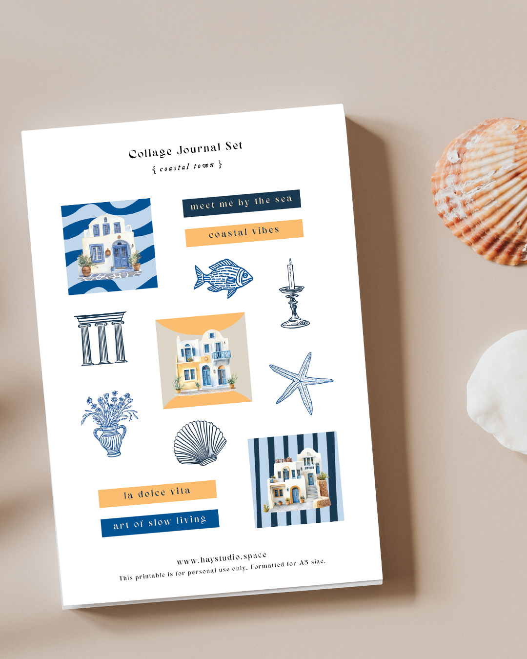 Free Journaling Printable - Coastal Town Theme