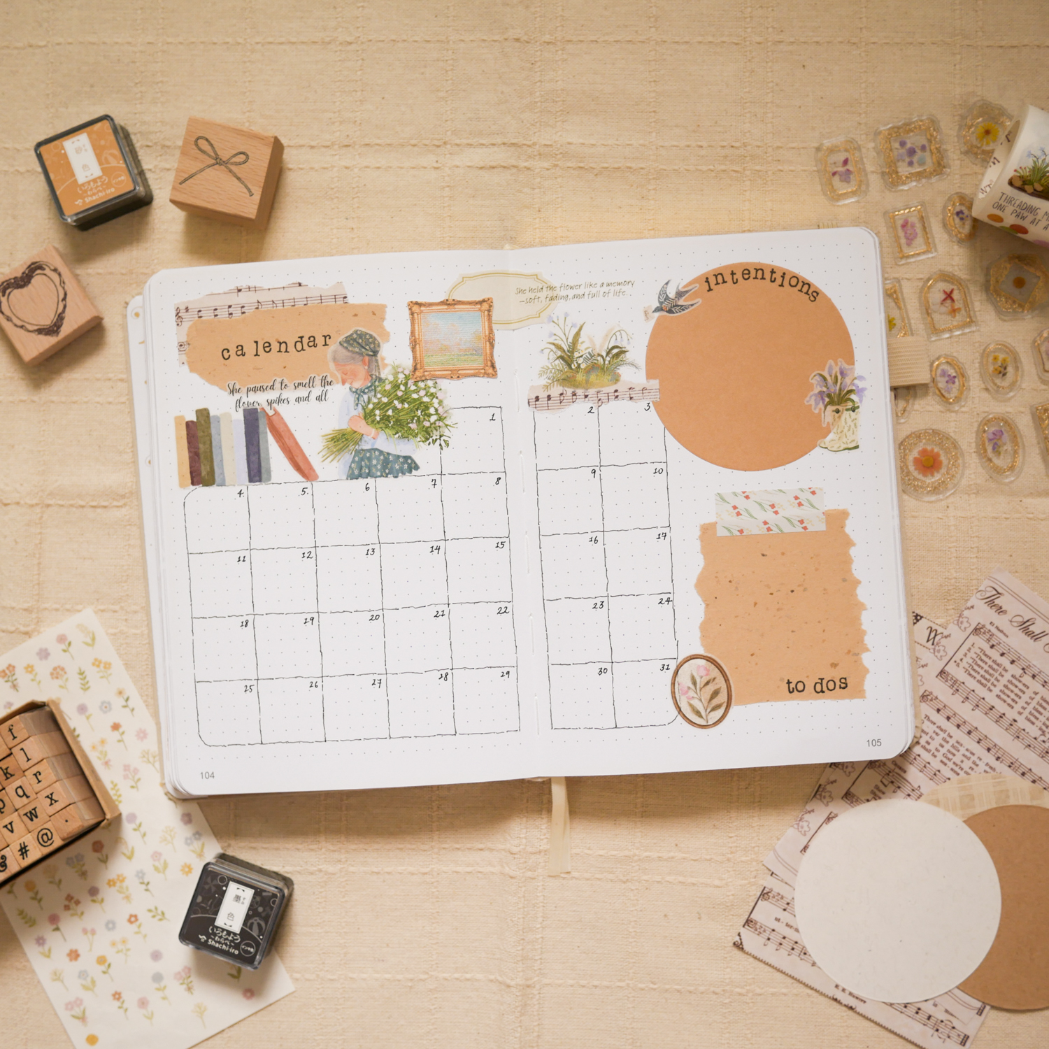 August Bujo Setup 2025: Monthly Log