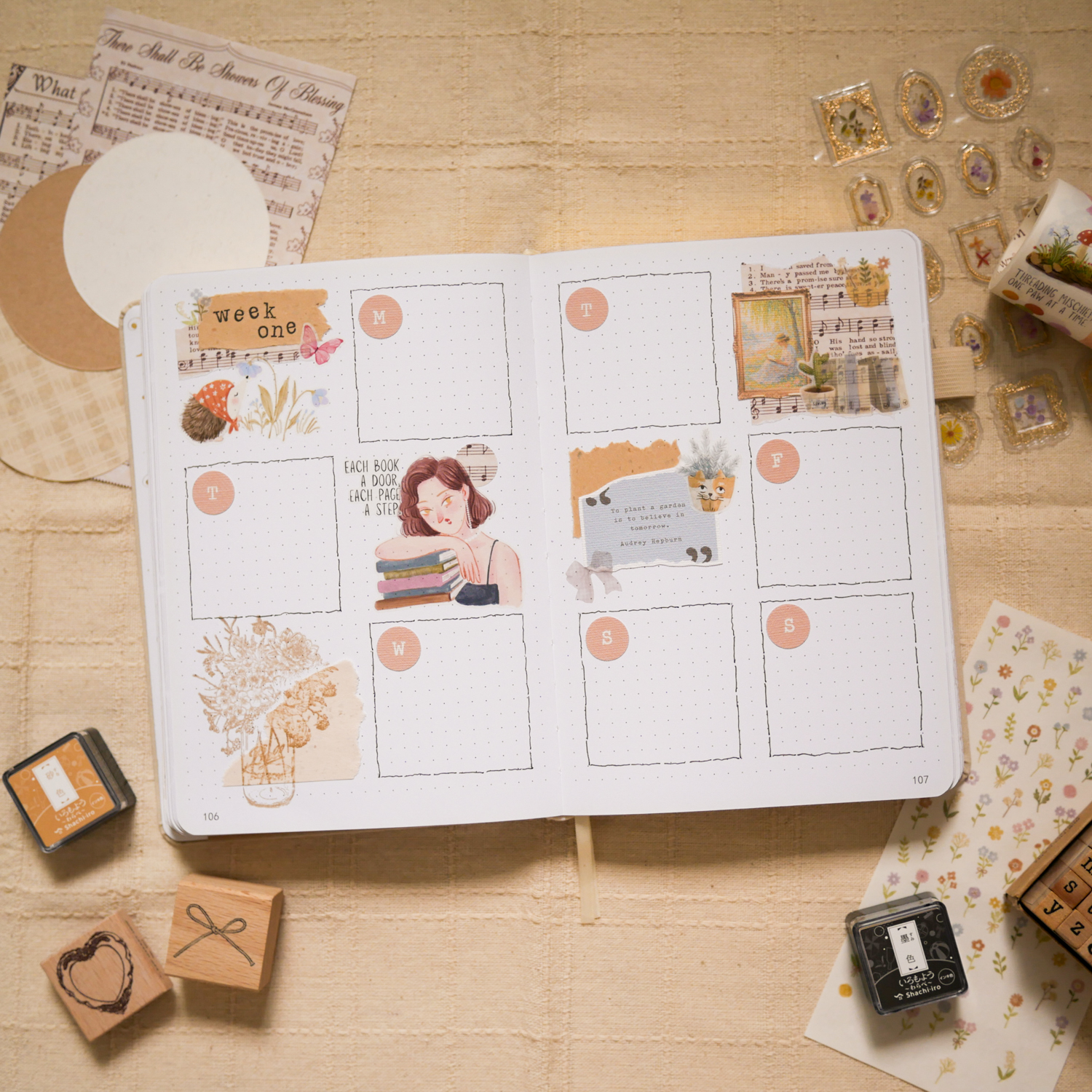 August Bujo Setup 2025: Weekly Spread 1