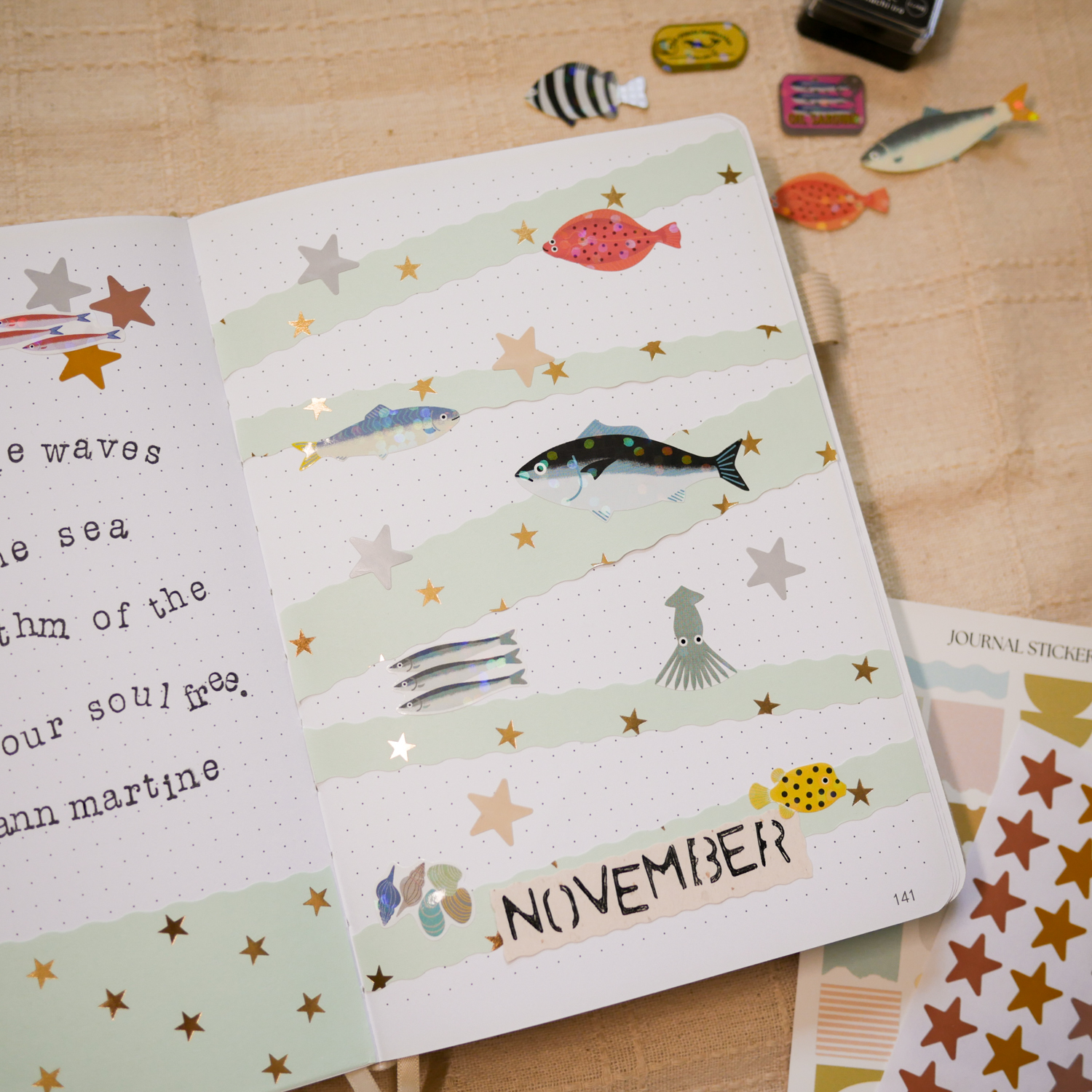 November Bujo Setup 2025 - Sea Creatures Theme (Free Printable!)