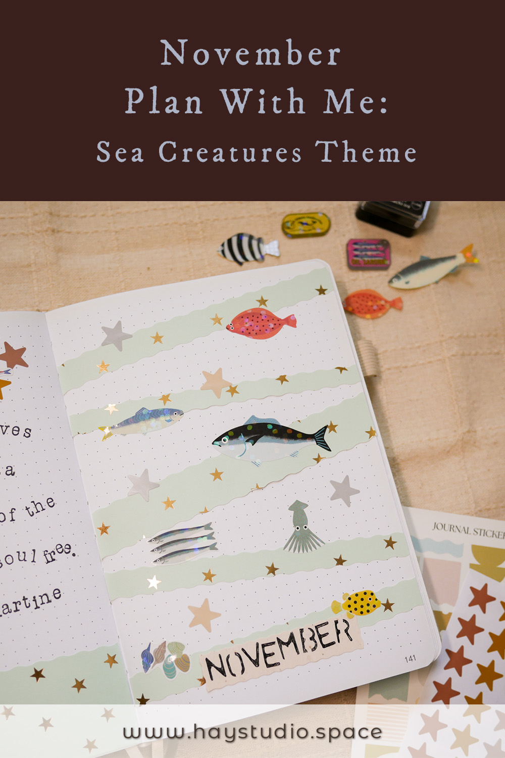 November Bujo Setup 2025 - Sea Creatures Theme (Free Printable!)