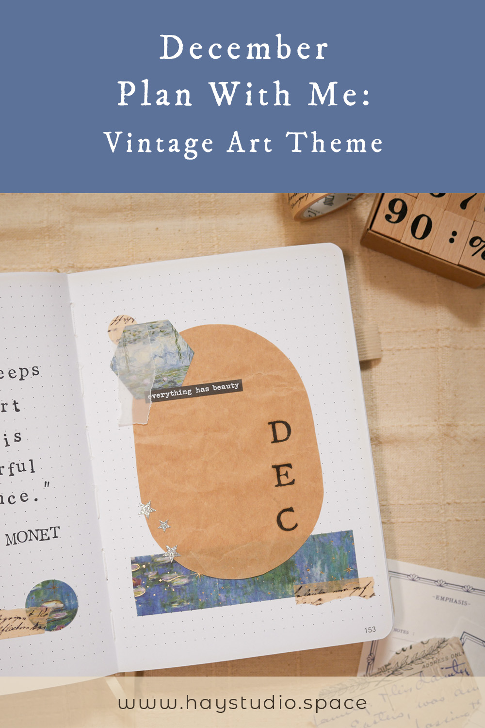 December Bujo Setup 2025 - Vintage Art Theme