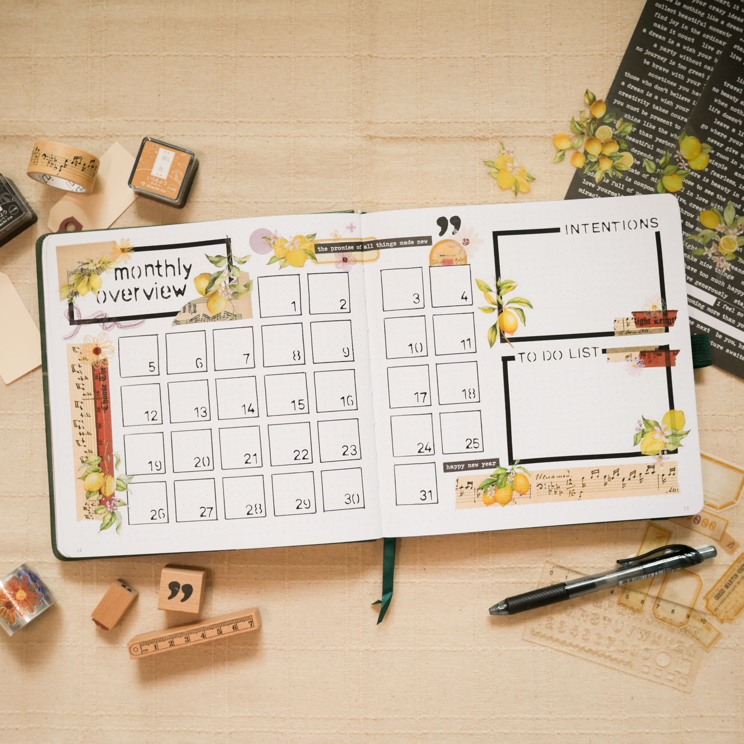 Bujo Setup January: Monthly Overview