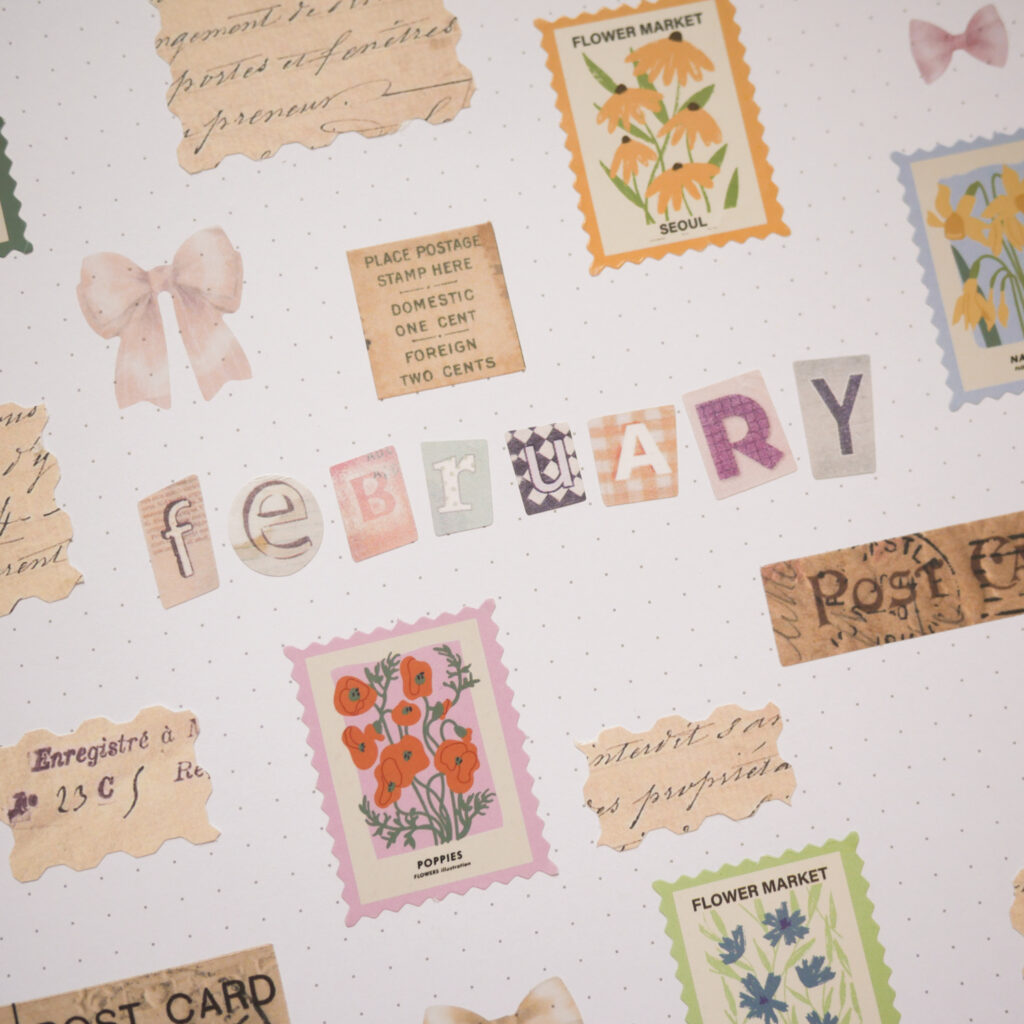Bujo Setup February – Romantic Postal Theme