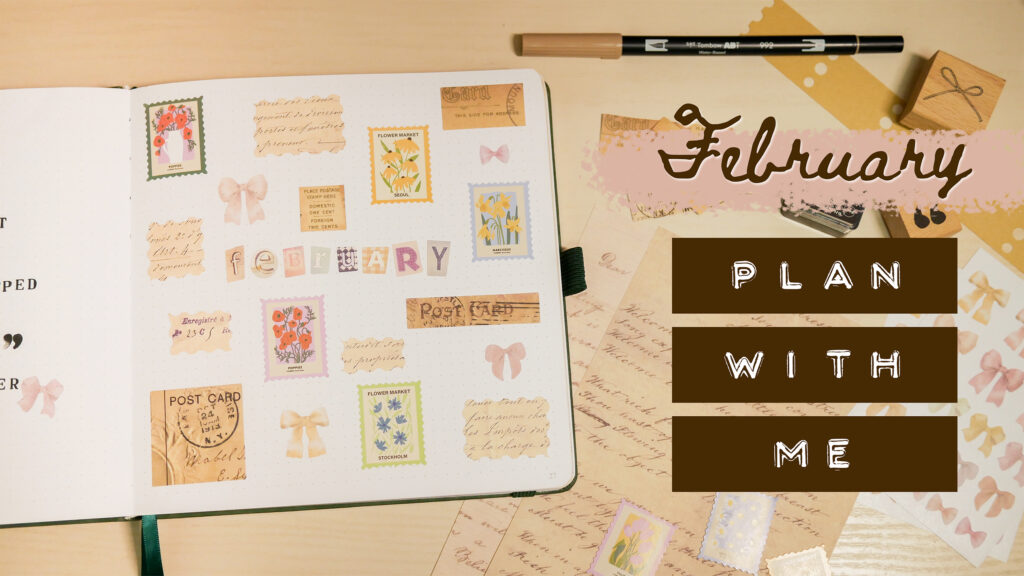 February Bullet Journal Setup (Romantic Postal Theme)